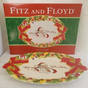 Fitz & Floyd Southern Christmas Classic Santa Cookie Platter